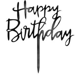 Topo Bolo Happy Birthday Preto