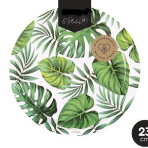 Pratos Folhas Tropicais 23cm 6unid