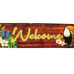 Placa Welcome Tropical 13x60cm