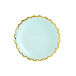 Pratos Verde Menta Rebordo Dourado 18cm 10unid